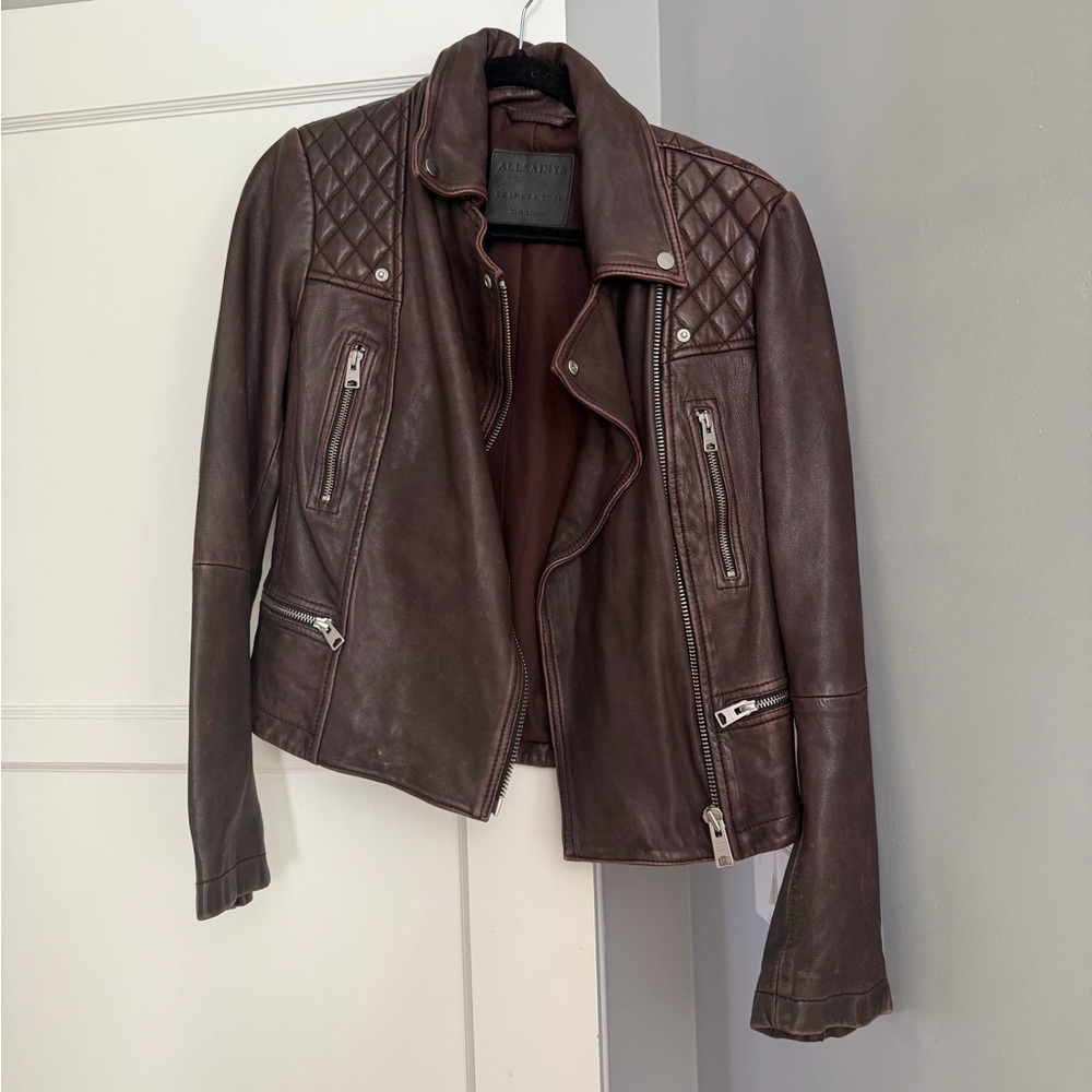 All Saints Conroy Moto Quilted Leather Biker Jacket